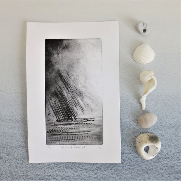 Original drypoint print of a stormy sea no.1 of an edition of 10 coastal etching