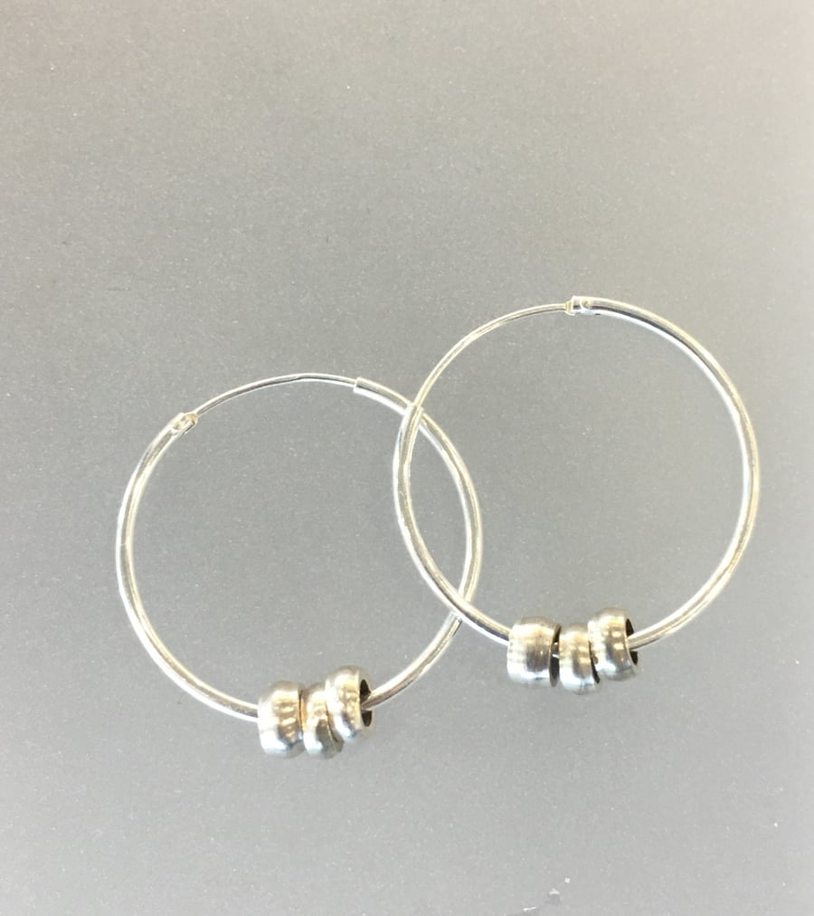 Reserved. Silver hoop and bead earrings