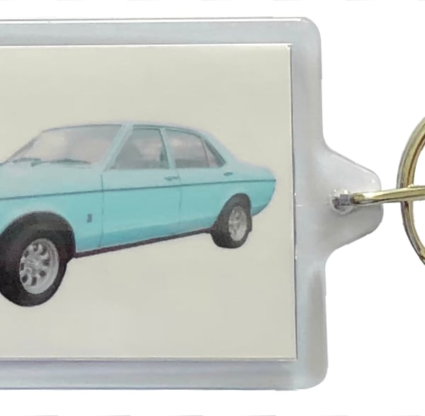 Ford Granada 3.0l Mk1 1975 - Keyring with 50x35mm Insert - Classic Car Fan