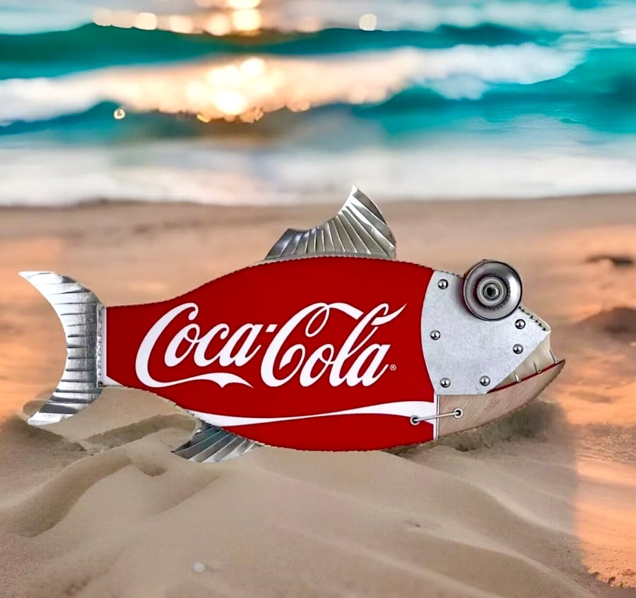 Coca Cola Weird Metal Fish Memorabilia Garden Bar Fisherman Wall Art Pub Fish  