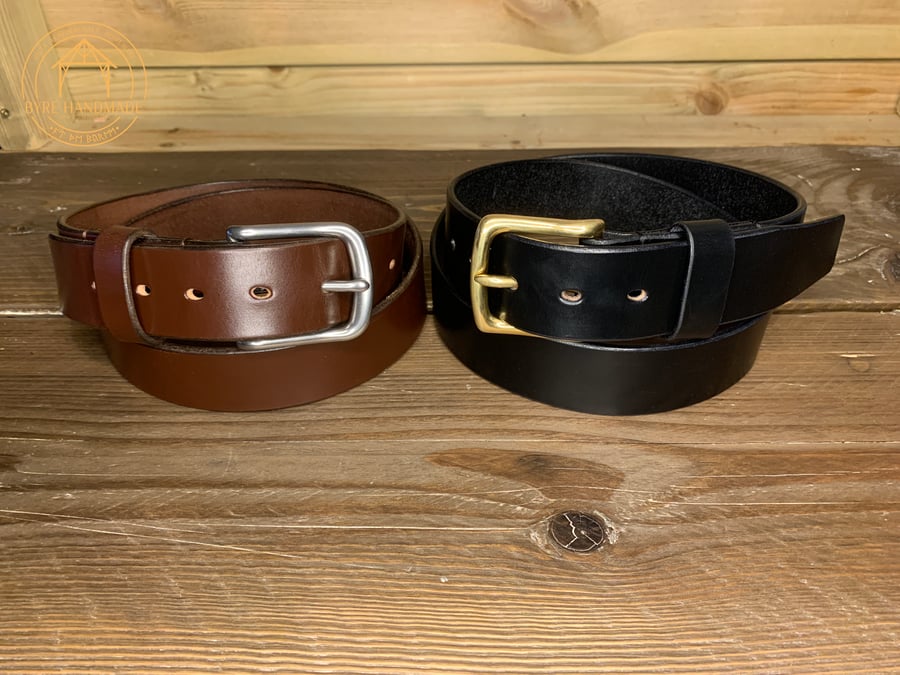 Handmade Bridle Leather Belt - UK Made - Full Grain Leather - Jeans Belt 