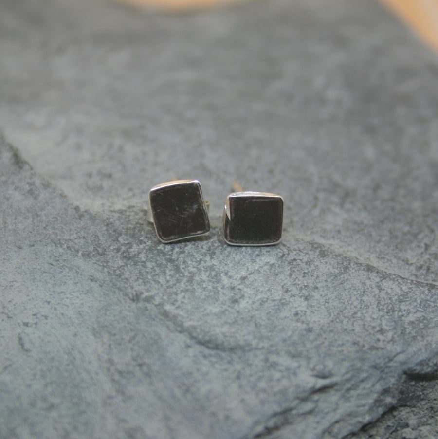 Square sterling silver stud earrings