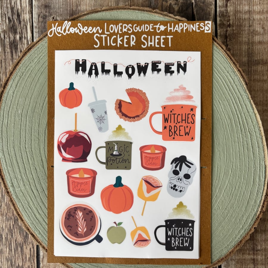 Halloween Sticker Sheet, Cosy Autumn Journaling Stickers