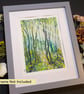 Cool Green Forest, original watercolour painting with mixed media, artwork - Image 5