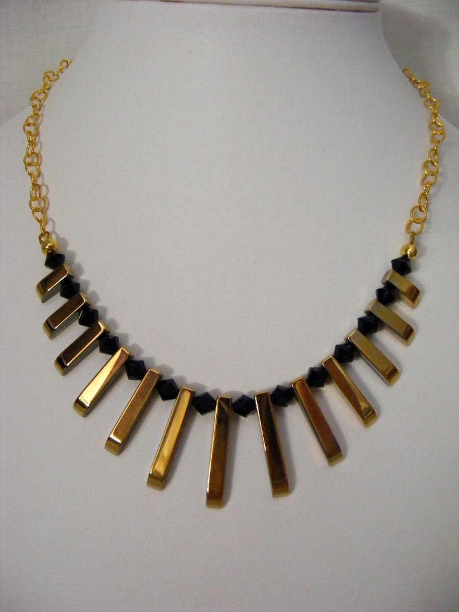 Hematite and Swarovski  Necklace