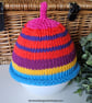 Colourful Pure Aran Cotton Baby Beanie Hat 0-3 months size 