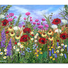 Large Original Floral Painting "Wildflower Paradise" 20" x 16" box canvas