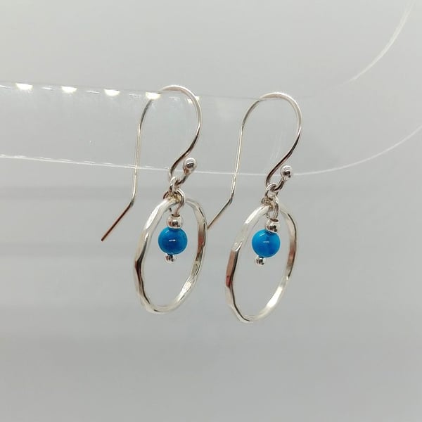 Turquoise hoop earrings sterling silver