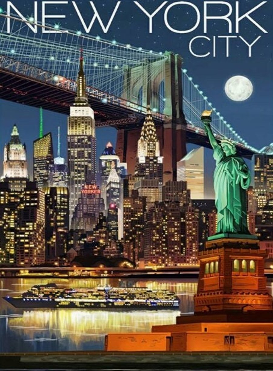 5D DIY New York City Skyline Diamond Art Kit Crystal Embroidery Rhinestone Canva