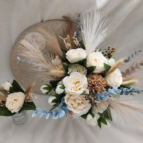 Woodland White Brides Bouquet and Buttonhole 