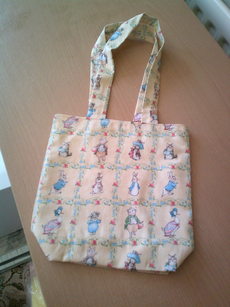 Beatrix Potter Characters in Squares Fabric Bag