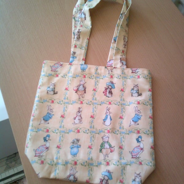 Beatrix Potter Characters in Squares Fabric Bag