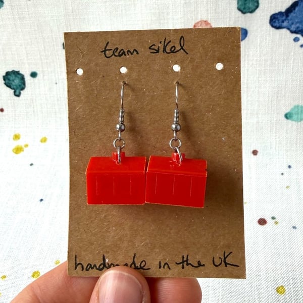 Monopoly Hotel Earrings with Surgical Steel Hooks - Old Stock - Super Seconds