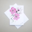 hand painted blank floral greetings card Ref FA42 H6 )