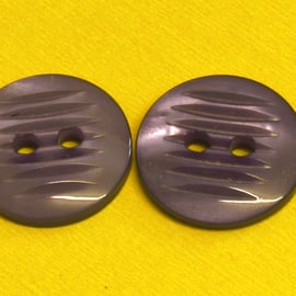 Vintage Buttons: Blue-Violet Ridged Front 2x15mm
