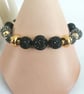 Black, gray & gold rhinestone beaded bracelet - Image 3
