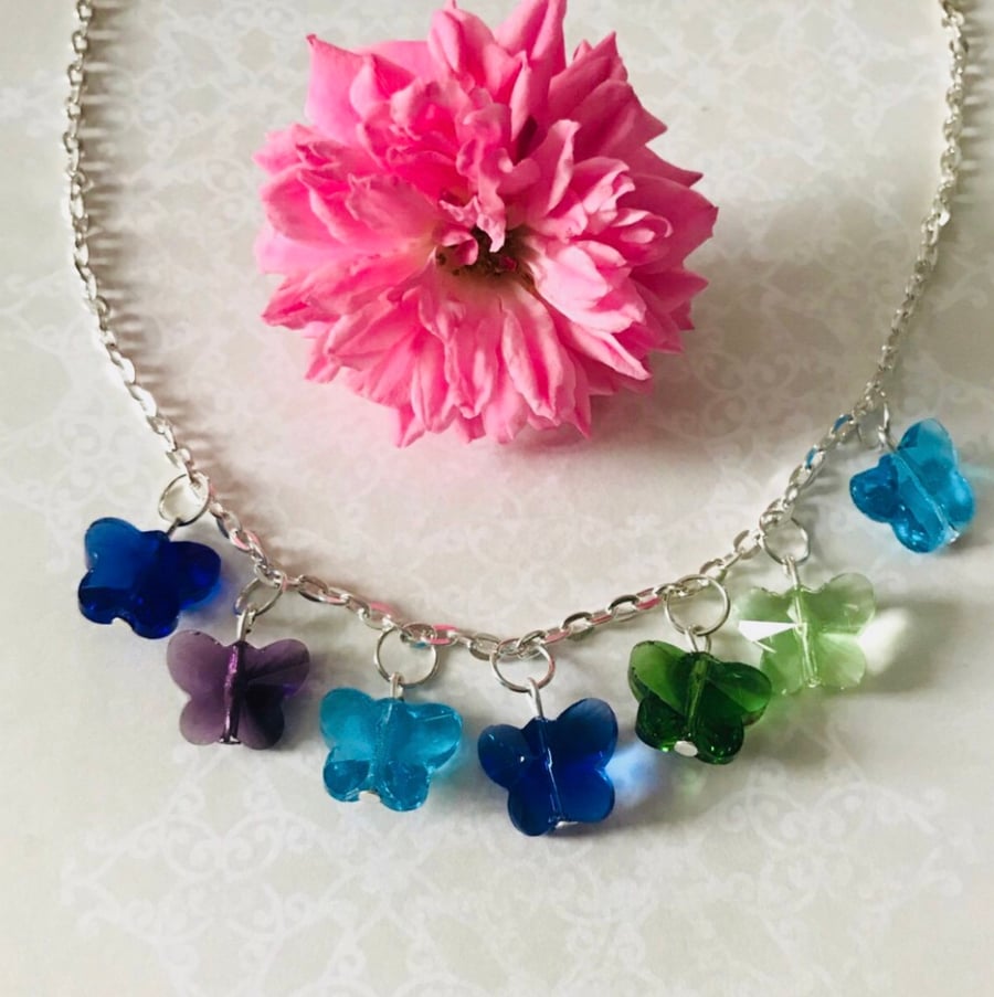 Butterfly gem necklace