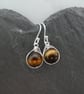 tigers eye sterling silver earrings, tiger eye drop earrings, gemstone drop earr - Image 1