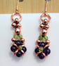 Amethyst & Peridot Rose Gold Drop Earrings, Rosegold Purple Gemstone Earrings, - Image 4