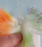White Crochet Newborn Baby Hat with Rainbow Faux Fur Pom, 0-3 Months - Image 9