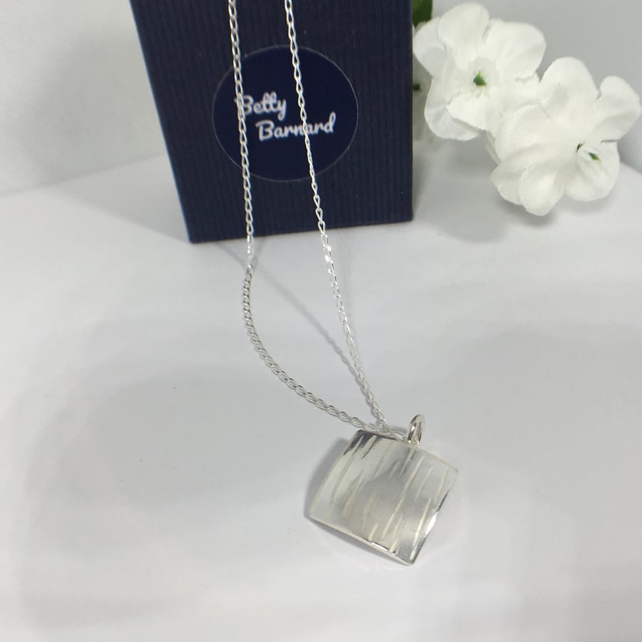 Sterling Silver Square Textured Pendant