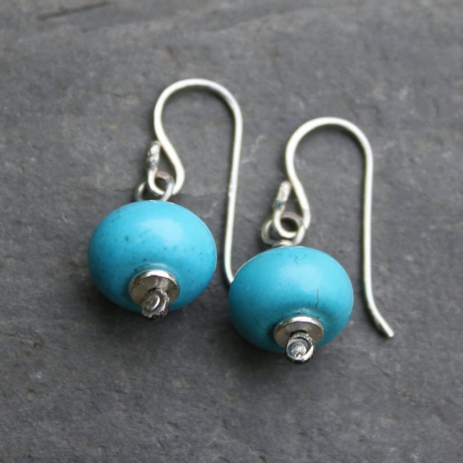  Turquoise magnesite sterling silver earrings