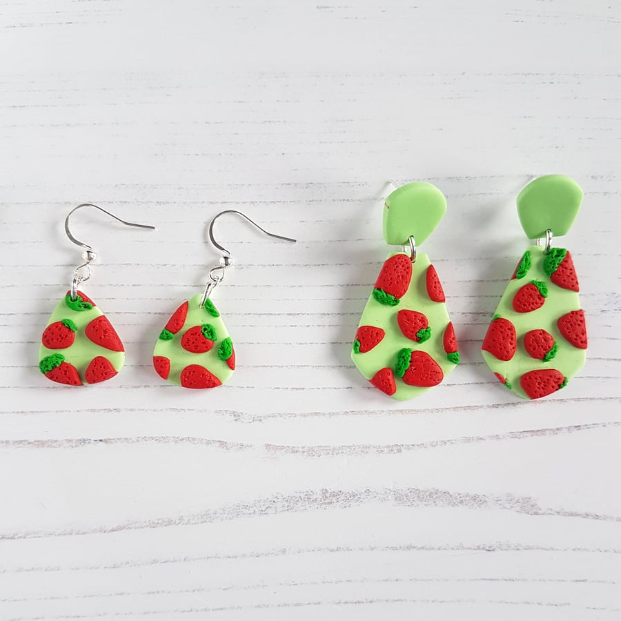 Strawberry statement stud and drop OR hook earrings TWO PAIRS AVAILABLE