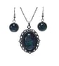 Vintage style pendant and drop earrings, handmade felt with silk in black - Image 2