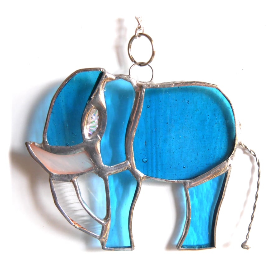 Elephant Suncatcher Stained Glass Turquoise 096
