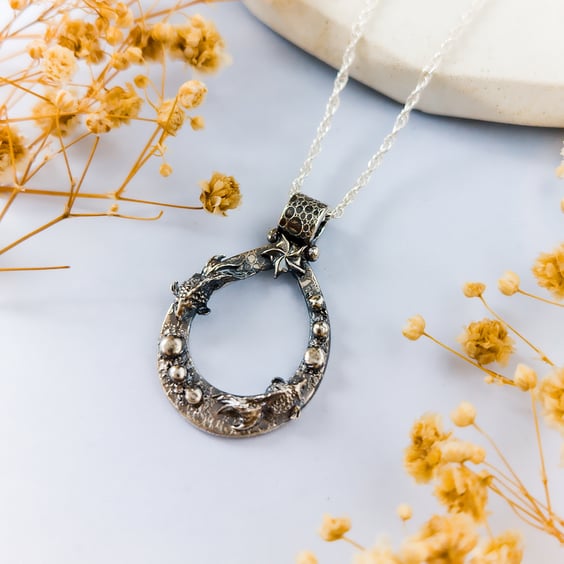 Recycled Silver Ocean-Inspired Pendant - Recycled Fine Silver Fish Necklace