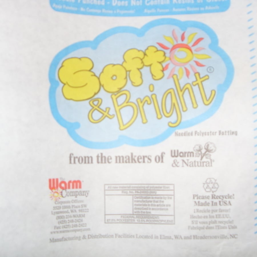 Brand new Soft & Bright 100% polyester wadding 90inches wide.