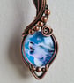 Howling Wolf Animal Glass & Copper Blue Pendant Necklace Summer Seconds - Image 9