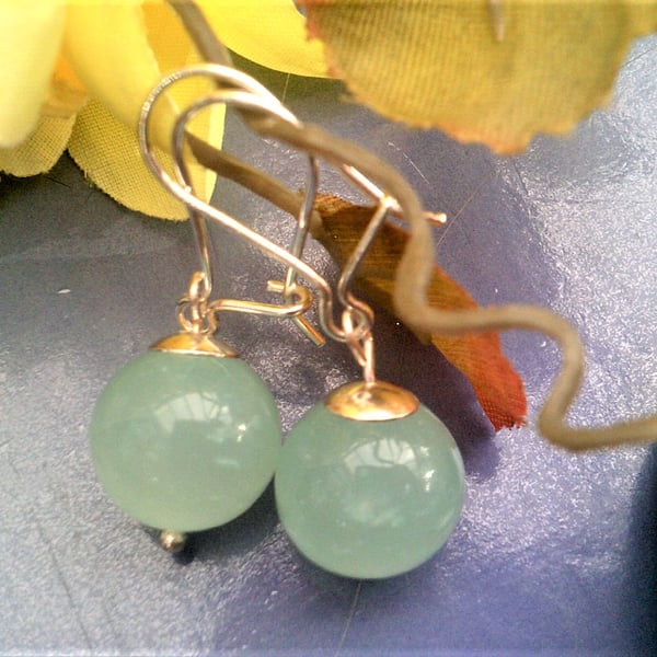 Blue Quartz Earrings, Pale Blue Gemstone Drop Earrings