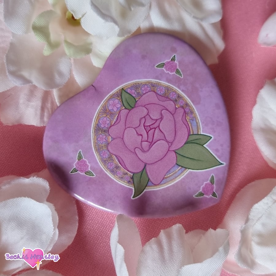 Spring Nouveau Heart Button Badge - Button Badges - Accessories