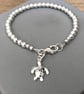 Sterling Silver Turtle Charm Bracelet, Beaded Ball Bracelet - Image 5