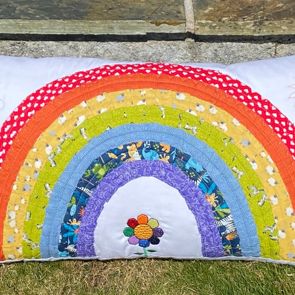 Quilted Rainbow Cushion cover - Made to order