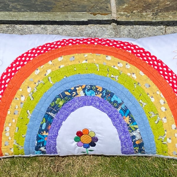 Quilted Rainbow Cushion cover - Made to order