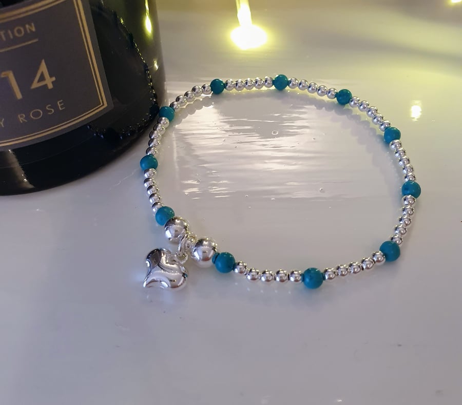 TURQUOISE and sterling silver bracelet, Calming Bracelet, Anxiety BRACELET, 