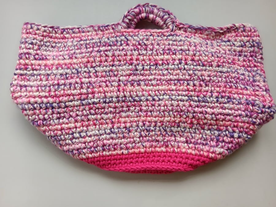 Crochet Basket Bag (Soft Pink) - holds so much!