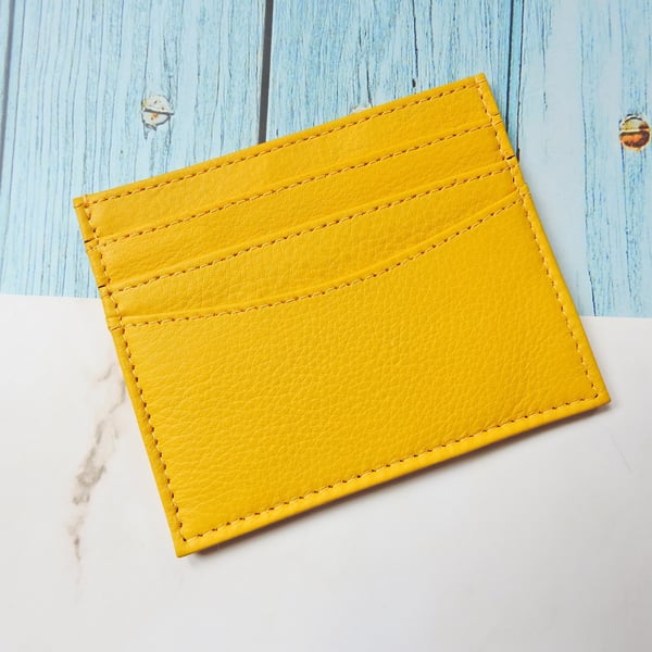Yellow Leather Card Holder, Yellow Leather Card Holder, Yellow Card Case