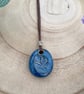 Handmade Ceramic Blue Sprig Pendant Necklace 