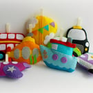 Make Your Own felt Rainbow Transport Vehicle Garland Kit. Sewing pattern.