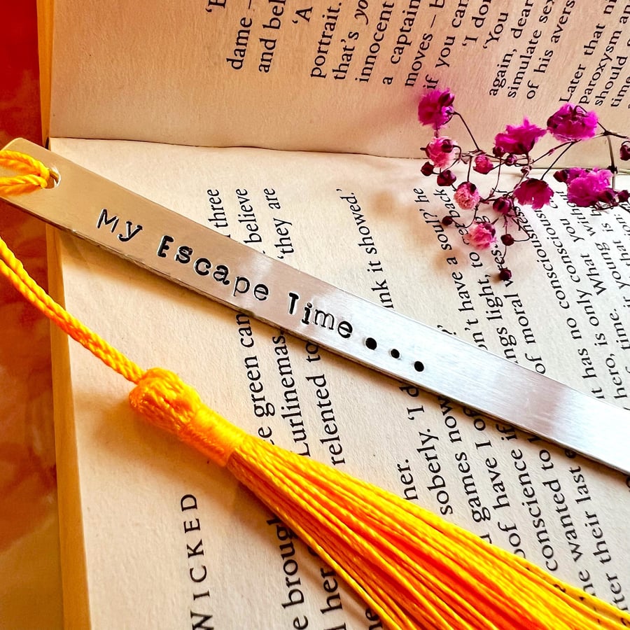 Escape Time Hand Stamped Bookmark