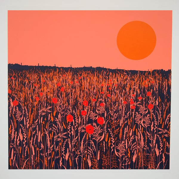 'Sunset Poppies' original hand-pulled screen print