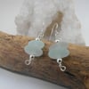 Chunky Seafoam Cornish Sea Glass Stack Earrings, Sterling Silver E517