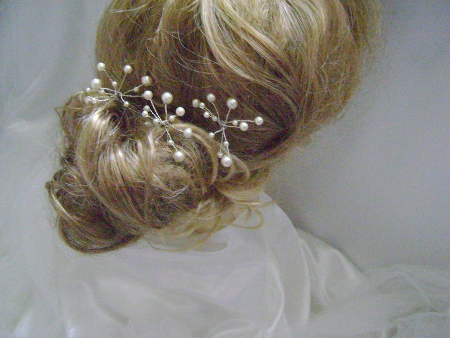 3 Catherine Pins - Swarovski Crystal Pearl Hairpins