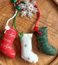 Set of 3 Mini Stocking Christmas Tree Decorations, Scrapbox Stockings - Image 2