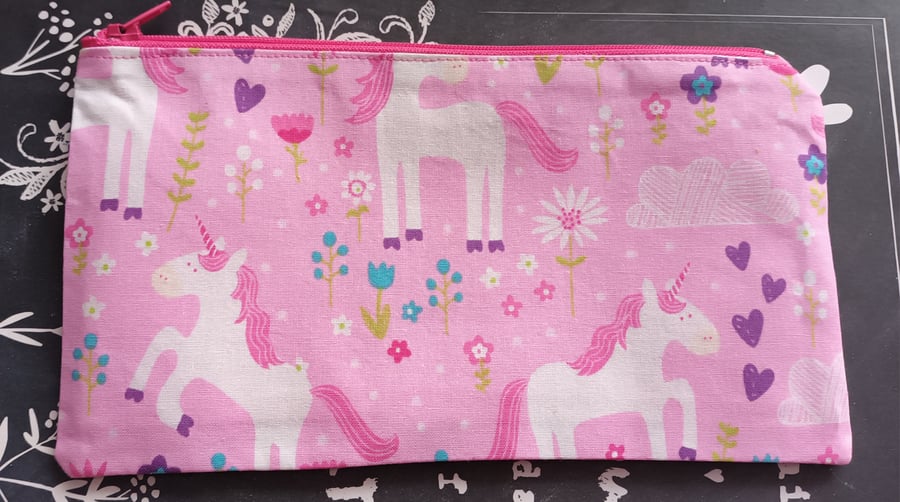 Kids, Childs Pink Pencil Case For A Unicorn Lover, Free Delivery.