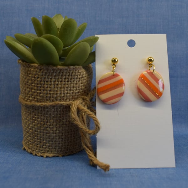 Striped Oval Earrings