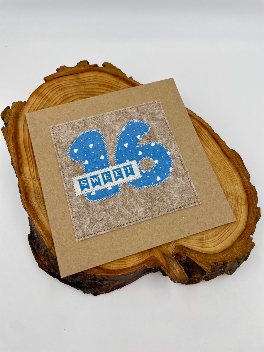 Sweet 16 appliqué birthday card